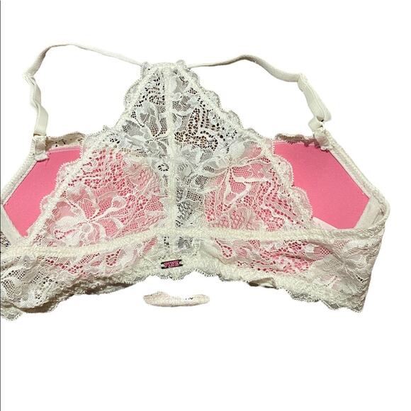 Victoria’s Secret PINK Date Racerback Ivory Lace Bra in a Size 32B - Picture 2 of 5